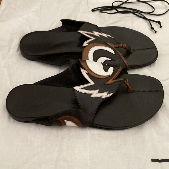 Carritz Brown White Sandals 6.0 - Picture 2 of 6